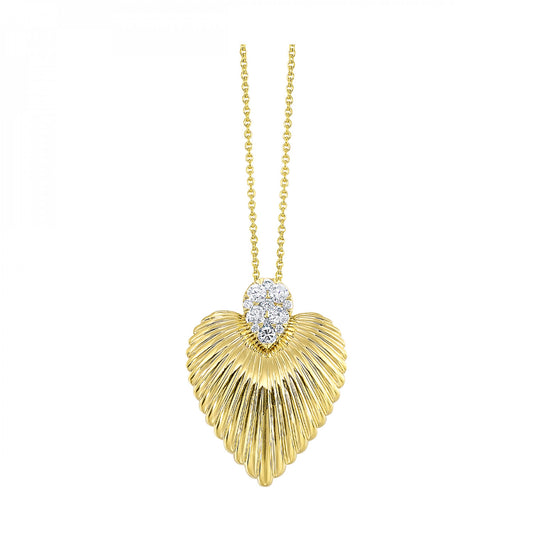 Maharaja Collection Heart Diamond Necklace in 14K Yellow Gold (0.14ctw)