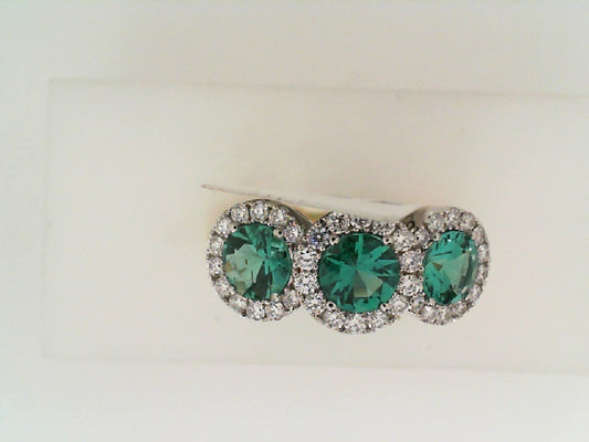 Maharaja Collection Round Diamond and Round Emerald Two-Tone Ring in 18K White and Yellow Gold (1.57ct)