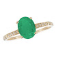 Maharaja Collection Oval Emerald and Round Diamond Ring in 14K Yellow Gold (0.75ct)