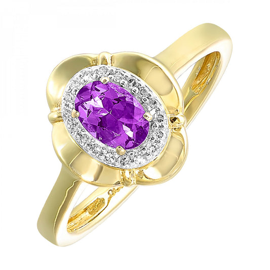 Maharaja Collection Amethyst and Diamond Ring in 10K Yellow Gold (0.45ctw)