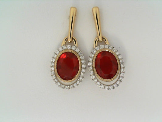 Maharaja Collection Round Diamond and Oval Opal Earrings in 18K Yellow Gold (3.47ct)