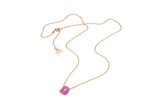 Maharaja Collection Trapezoid Pink Sapphire Pendant Necklace in 14K Gold (0.21ctw)
