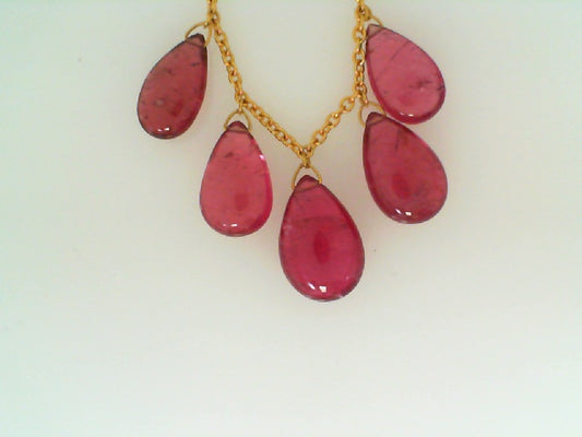 Maharaja Collection Mixed Pink Tourmaline Briolette Dew Necklace in 24K Gold (19.75cts)