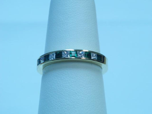 Maharaja Collection 5 Stone Round and 6 Stone Emerald Channel Set Band in 18K Yellow Gold (0.5ctw)