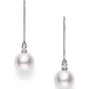 Maharaja Collection Akoya Drop Pearl Earrings in 18K White Gold (0.06tdw)