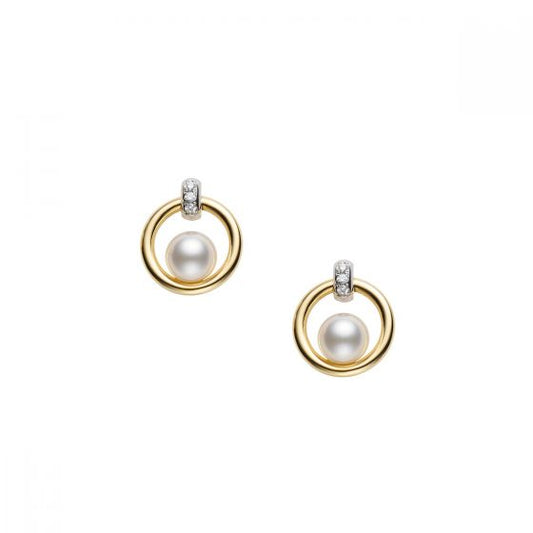 Maharaja Collection Akoya Cultured Pearl and Diamond Circle Earrings