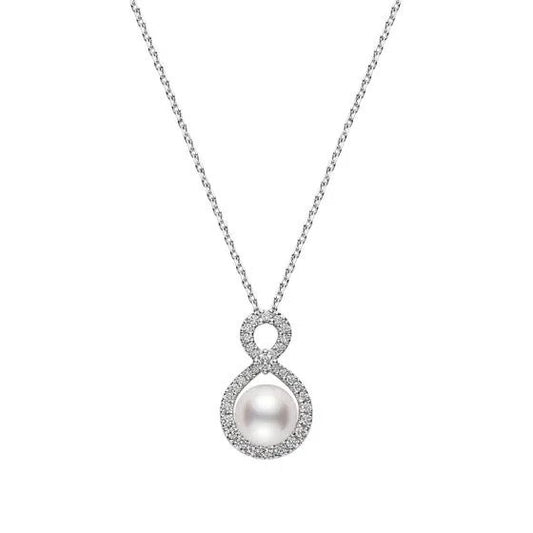 Maharaja Collection Ruyi Akoya Cultured Pearl and Diamond Pendant in 18K White Gold (0.21ct)