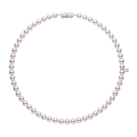 Maharaja Collection Akoya Pearl Choker Necklace in 18K White Gold (7.5-7mm)