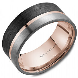 Maharaja Collection Blue Royale Rosé Wedding Band in 14K Gold/Tantalum (Size 10)