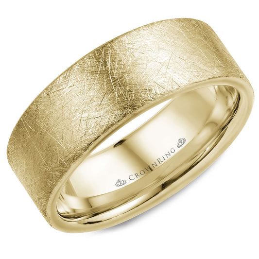 Maharaja Collection Round Diamond Brushed Men's Band in 14K Yellow Gold (1.8mm wide, Size 10)