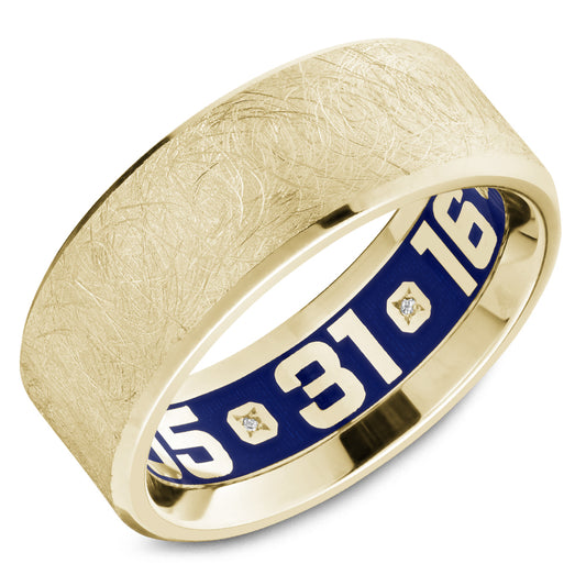 Maharaja Collection Round Diamond Brush Top Men's Wedding Band in 14K White Gold (2.2mm)