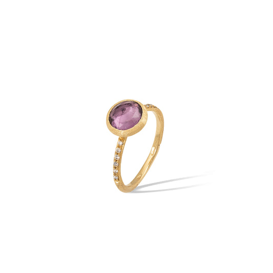 Maharaja Collection Amethyst and Diamond Stackable Ring in 18K Yellow Gold (0.09ct)