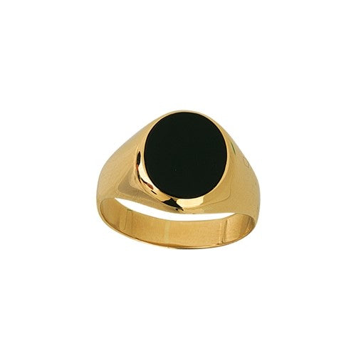 Maharaja Collection Oval Onyx Signet Ring with Textured Sides in 14K Yellow Gold