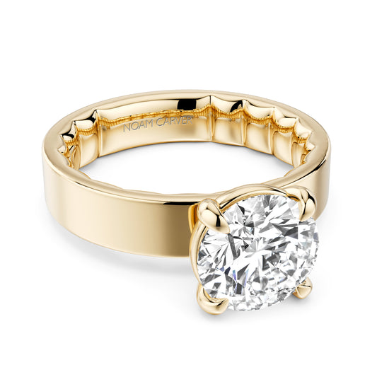 Maharaja Collection Luna Solitaire Engagement Ring For 2ct Round Center in 14K Yellow Gold (0.25tcw)