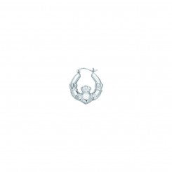 Maharaja Collection Claddagh Symbolic Hoop Earrings in 14K White Gold