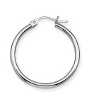 Maharaja Collection Polished Hoop Earrings in 14K White Gold
