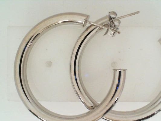 Maharaja Collection Open Hoop Earrings in 14K White Gold