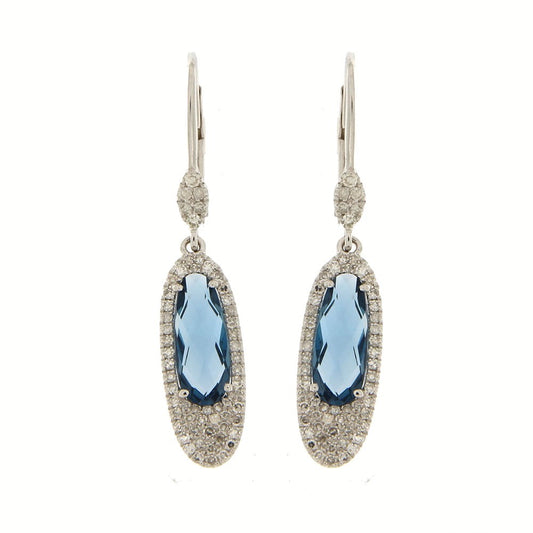 Maharaja Collection Round Diamond and Oval Ruby Earrings in 14K White Gold (3.11ctw)