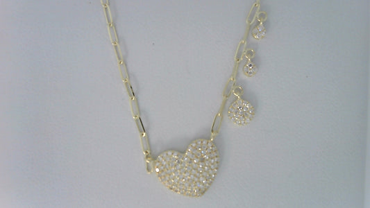 Maharaja Collection Heart Necklace with 0.36ct Round Diamond in 14K Yellow Gold (0.36ct)
