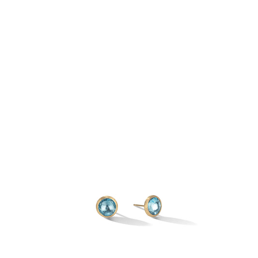 Maharaja Collection Blue Topaz Stud Earrings in 18K Yellow Gold