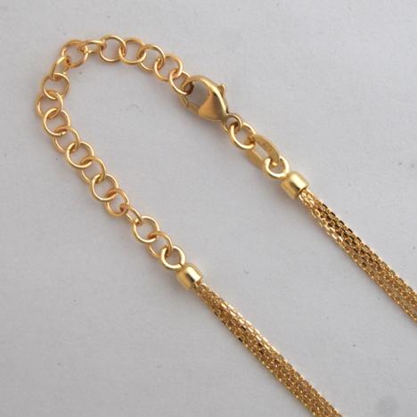 Maharaja Collection Three Strand Diamond Cut 1.0mm Cable Link Necklace 16in in 14K Yellow Gold