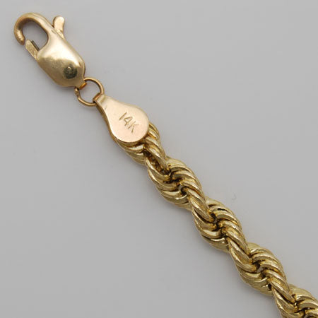 Maharaja Collection 5.0mm Solid Rope Chain Necklace, 24in in 14K Yellow Gold