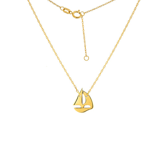 Maharaja Collection Mini Sailing Boat Adjustable Necklace in 14K Yellow Gold