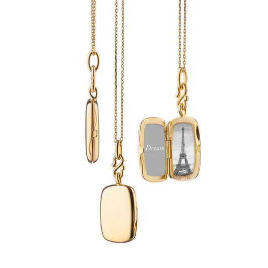 Maharaja Collection Slim Rectangle Lockett Pendant Necklace in 18K Yellow Gold
