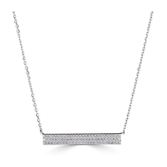 Maharaja Collection Rectangular Bar Necklace with 0.21ctw GH/SI Diamonds in 14K White Gold (0.21ctw)