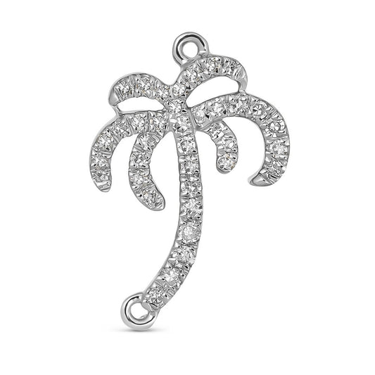 Maharaja Collection Diamond Palm Tree Charm Bracelet in 14K White Gold (0.10ctw)
