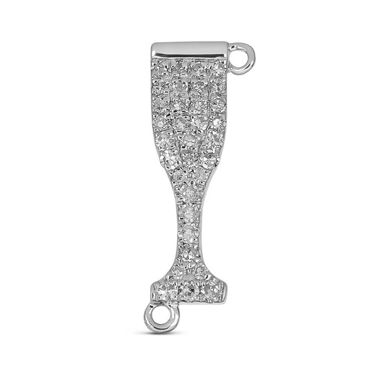 Maharaja Collection Champagne Bottle Diamond Charm Bracelet in 14K White Gold (0.09ctw)