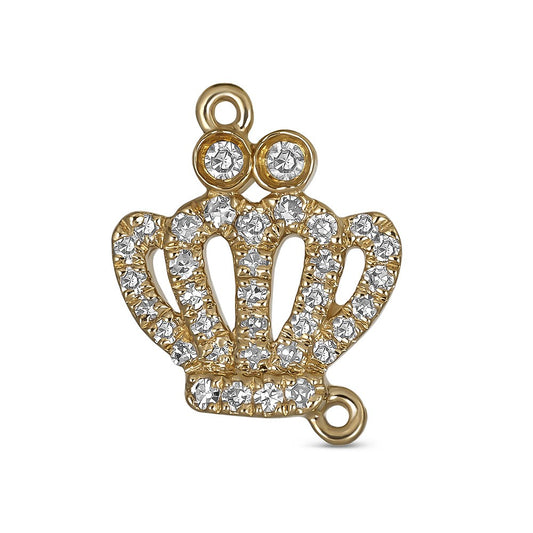 Maharaja Collection Round Diamond Crown Charm Bracelet in 14K Yellow Gold (0.10ctw)