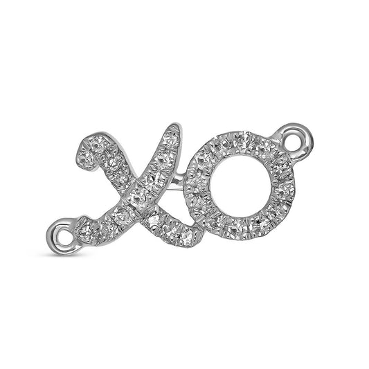 Maharaja Collection Round Diamond "XO" Charm Bracelet in 14K White Gold (0.07ctw)