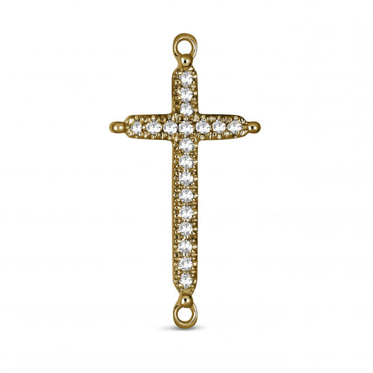 Maharaja Collection Diamond Cross Charm Bracelet in 14K Yellow Gold (0.06ctw)