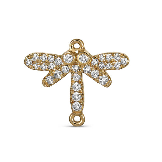 Maharaja Collection Round Diamond Dragonfly Charm Bracelet in 14K Yellow Gold (0.08ctw)