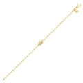 Maharaja Collection Paper Clip Children's Bracelet with Crown in 14K Yellow Gold
