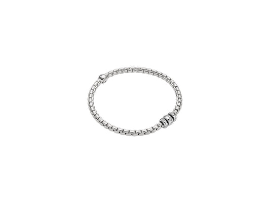 Maharaja Collection Round Diamond Stretch Bracelet in 18K White Gold (0.18ctw)