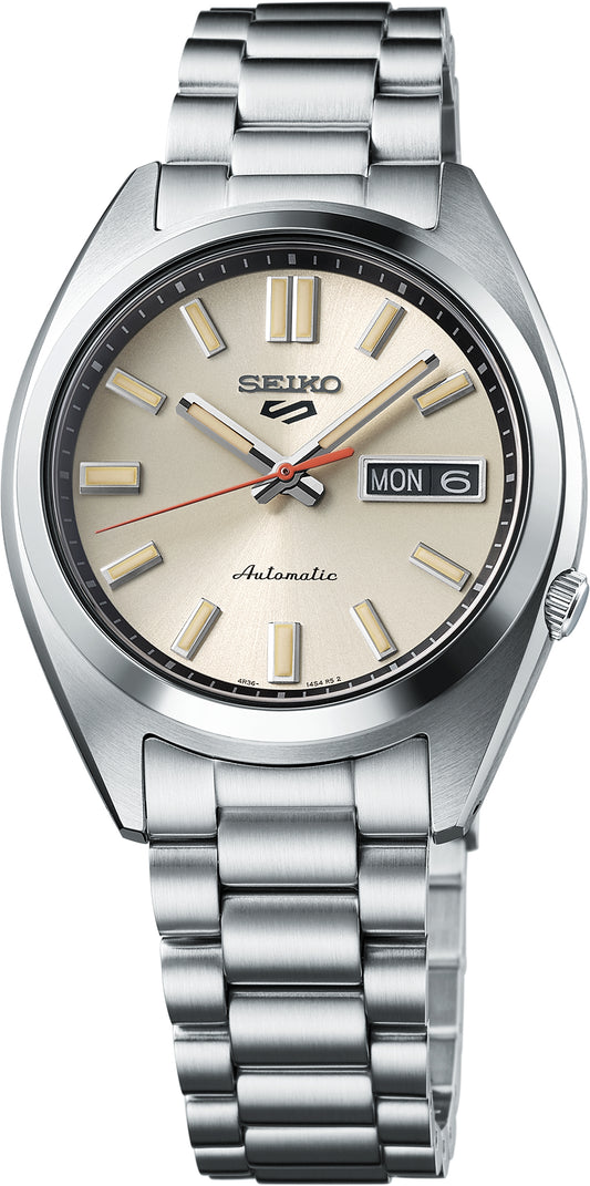 Seiko 5 Sports 42mm Ivory Automatic Watch in Stainless Steel