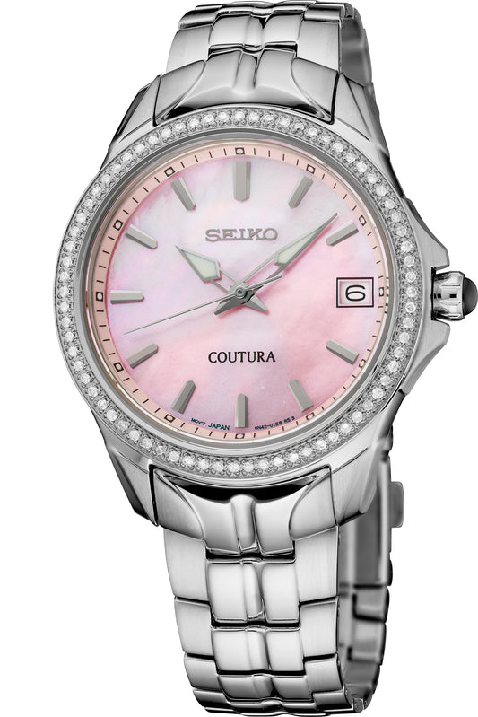 Maharaja Collection Coutura Quartz Watch with Pink Mother of Pearl Dial & Diamonds in Stainless Steel