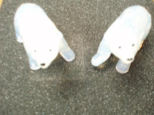 Maharaja Collection Polar Bear Cubs White Opal Pendant Necklace in Silver