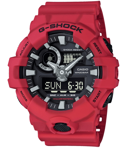 Maharaja Collection G-Shock Ana Digi Red Men's Watch with Day and Date, 200 Meter Water Resistant in Resin