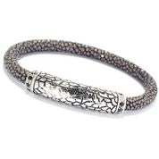 Maharaja Collection Black Onyx Accented Stainless Steel Stingray Bracelet in Silver