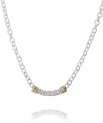 Maharaja Collection Sterling Silver and 14K Yellow Gold Diamond Necklace in 18"