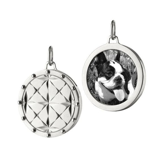 Maharaja Collection Round Mosaic Half Locket in Sterling Silver