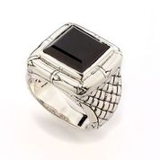 Maharaja Collection Woven Shank Black Onyx Ring with 5.50ctw Onyx in Sterling Silver