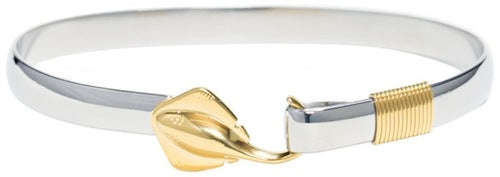 6Mm 7" Gold Color Ti Wrap Titanium Stingray Hook Bracelets