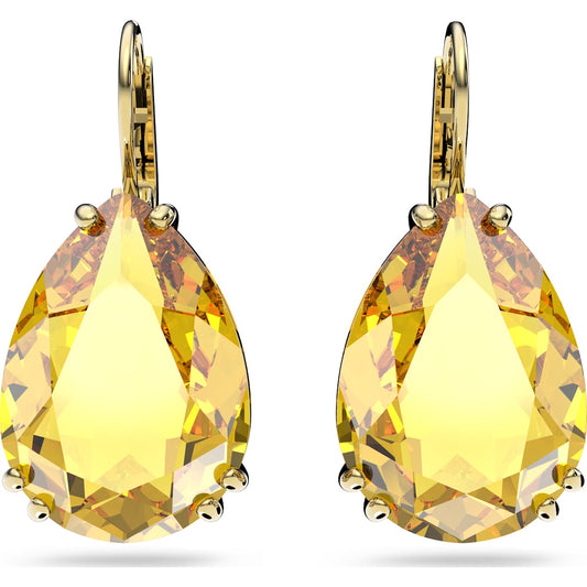 Maharaja Collection Pear Cut Crystal Millenia Earrings in Yellow Gold-Tone Plated