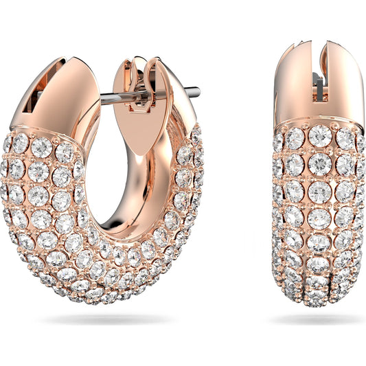 Maharaja Collection Pavé Hoop Earrings in White and Rose-Gold Tone Plated