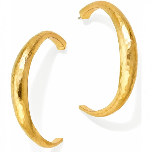 Maharaja Collection Versailles Reine Hoop Earrings with Brushed Gold Hammered Finish in Gold