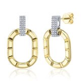 Maharaja Collection Oval Geo Cut Diamond Pave Earrings in 14K Yellow and White Gold (0.13ct)